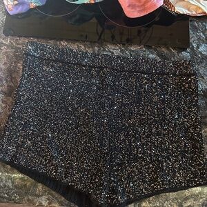 Sequin Black Women's Shorts